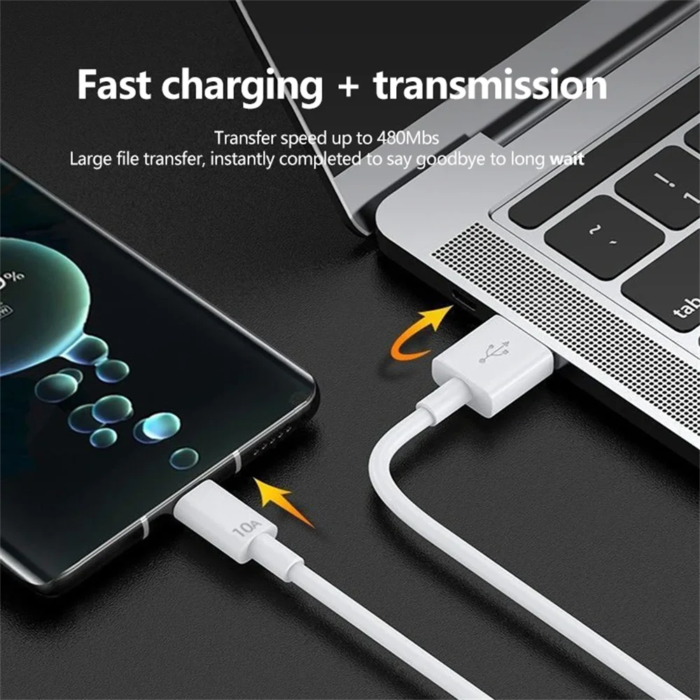 10A 120W Type C Fast Charging Cable Phone Charger USB C Data Cord For Huawei Mate 40 50 Honor Xiaomi Samsung Quick Charge Cable