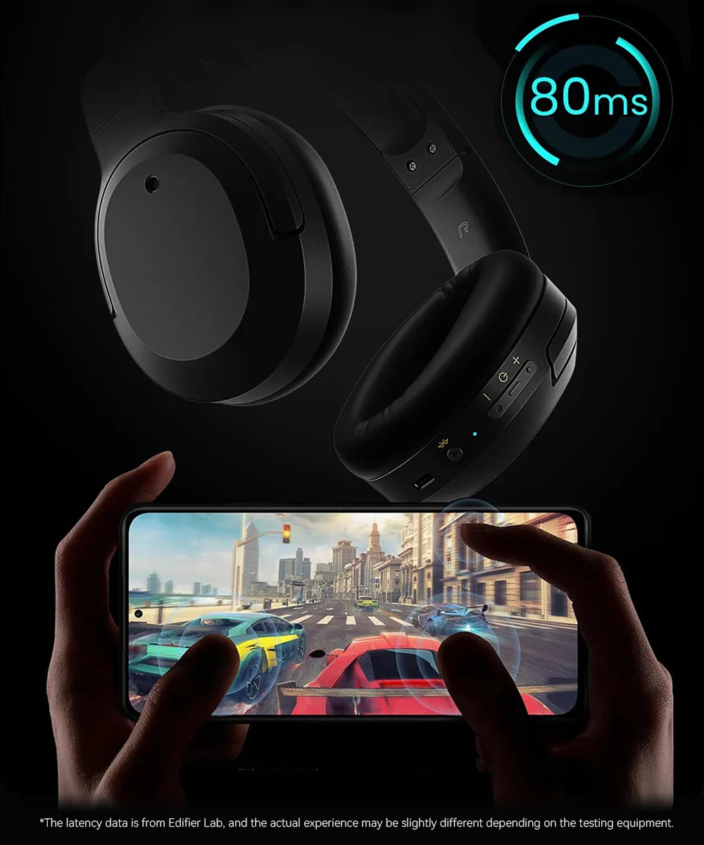 Edifier W820NB Plus Wireless Noise Cancelling Headphones 43dB ANC Hi-Res LDAC Codec 49hrs Playtime Over-Ear Bluetooth Headset - TechSmartX