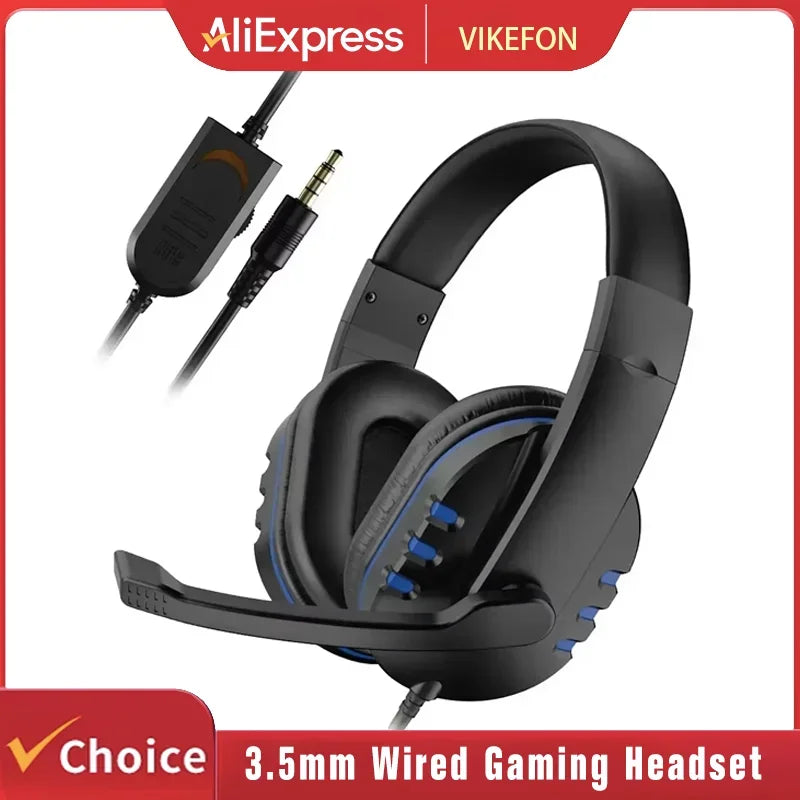 Wired Head Mounted Gaming Earphones Microphone Noise Reduction Earphones 3.5AUX for PC Android Laptop PS4 PS5 Nintendo Tablet - TechSmartX