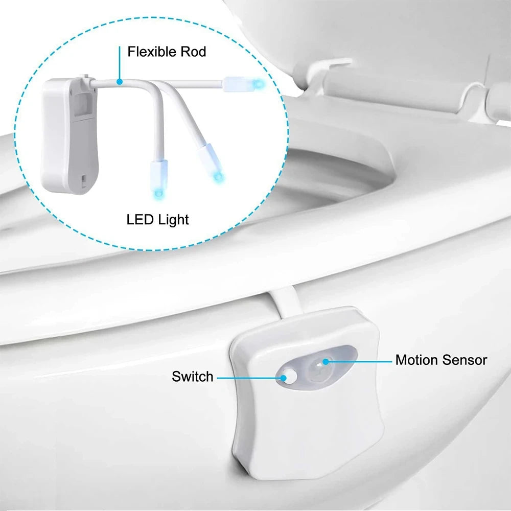 Motion Sensor Light Wireless LED Night Light RGB 8colors Lamp Toilet Bathroom Atmosphere Light Colorful Sensor LED Night Lights - TechSmartX