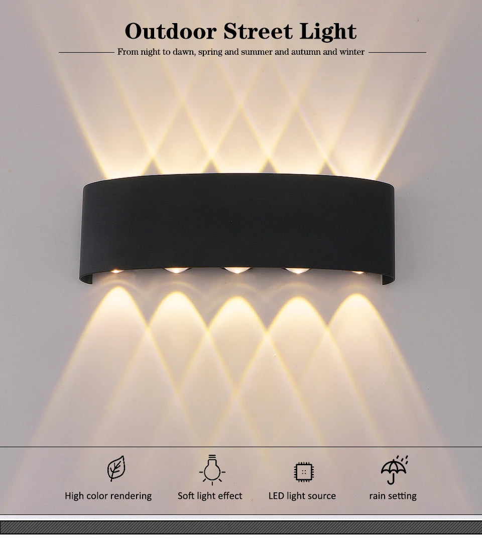 Up Down LED Wall Lamp Waterproof Modern Wall Light for Bedroom Living Room Corridor Balcony Indoor Outdoor Home Decor Lighting - TechSmartX