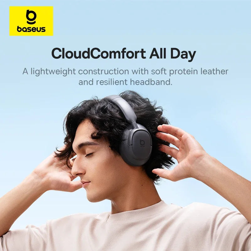 Baseus Bass BH1 Wireless Headphones Bluetooth 6.0 SuperBass 2.0 Over Ear Headset ENC Clear Calls 80hours Playtime Earphones - TechSmartX