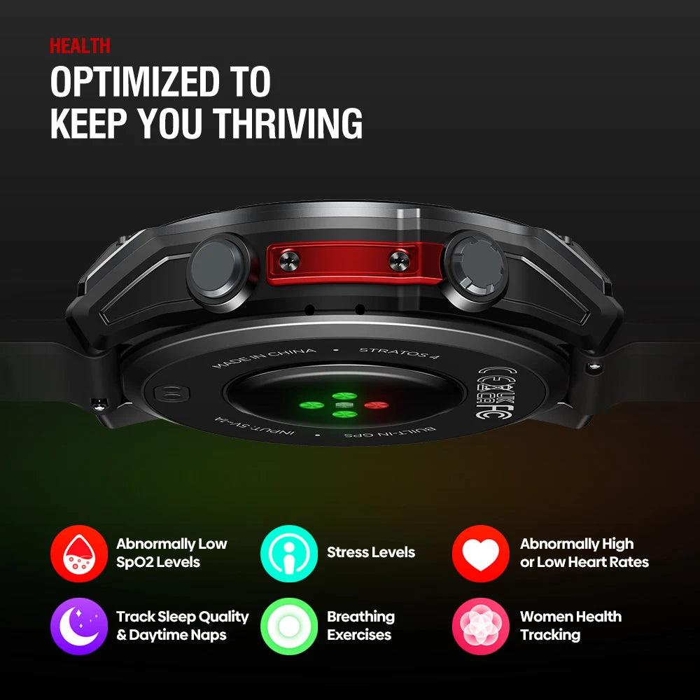 NEW Zeblaze Stratos 4 GPS Smart Watch 1.43 AMOLED Display Built-in Compass Barometric Altimeter Flashlight Voice Call Smartwatch - TechSmartX