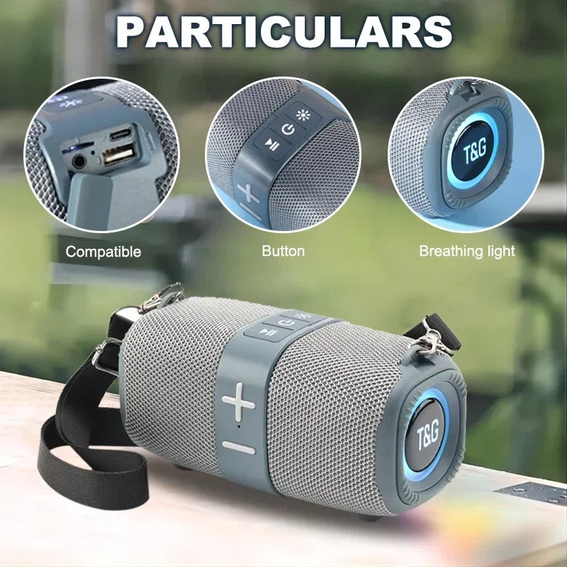 T&G TG667 Crossbody LED light portable Bluetooth speaker, outdoor small and high appearance level, compatible with USB/AUX/TF/FM - TechSmartX