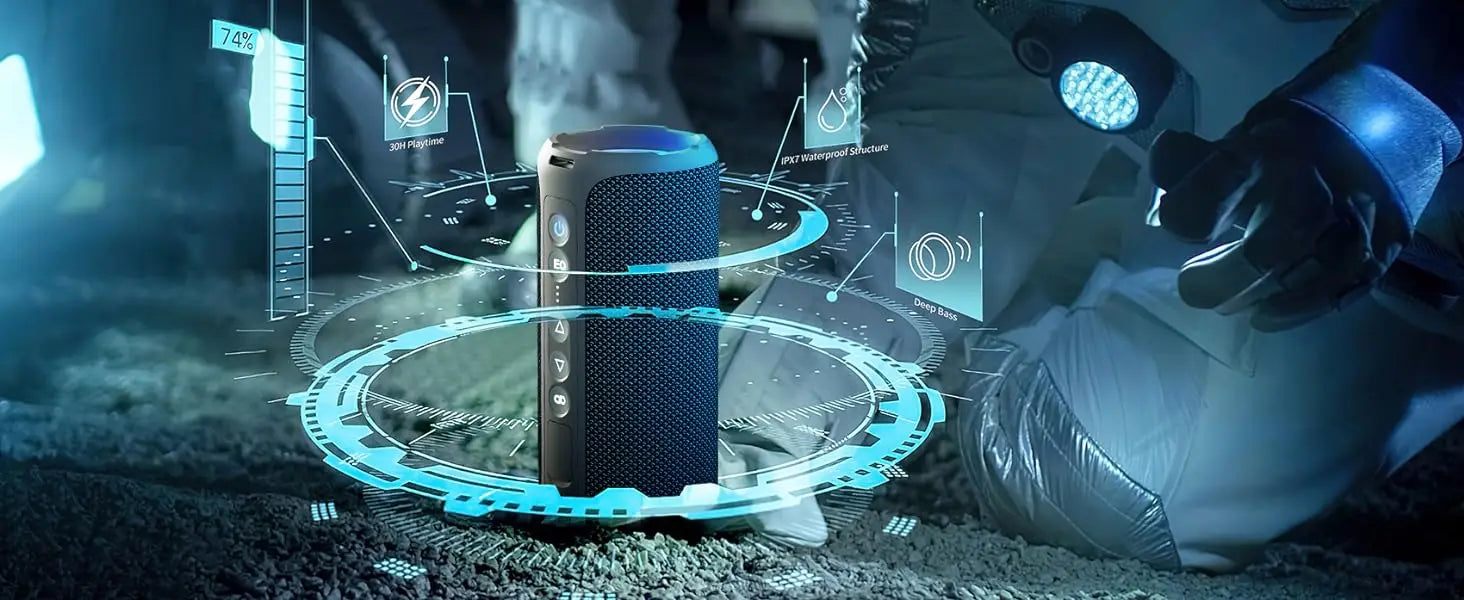 Ortizan X8 Pro Bluetooth Speaker Portable with 40W Stereo Sound,Rich Bass,IPX7 Waterproof, 30H Playtime, Mixed Color Lights,3 EQ - TechSmartX