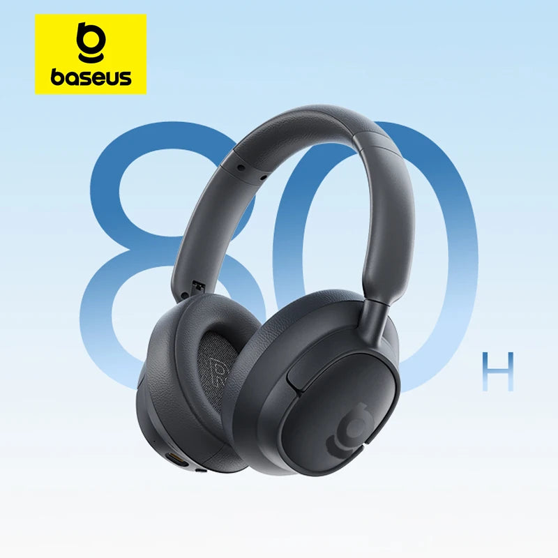 Baseus Bass BH1 Wireless Headphones Bluetooth 6.0 SuperBass 2.0 Over Ear Headset ENC Clear Calls 80hours Playtime Earphones - TechSmartX