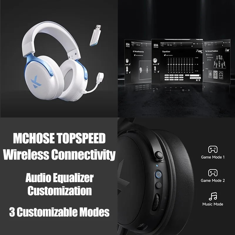MCHOSE V9 pro E-Sports Headset with Microphone Tri-Mode Gaming USB Wireless 7.1 Channel Surround Sound Portable Audio Headphones - TechSmartX