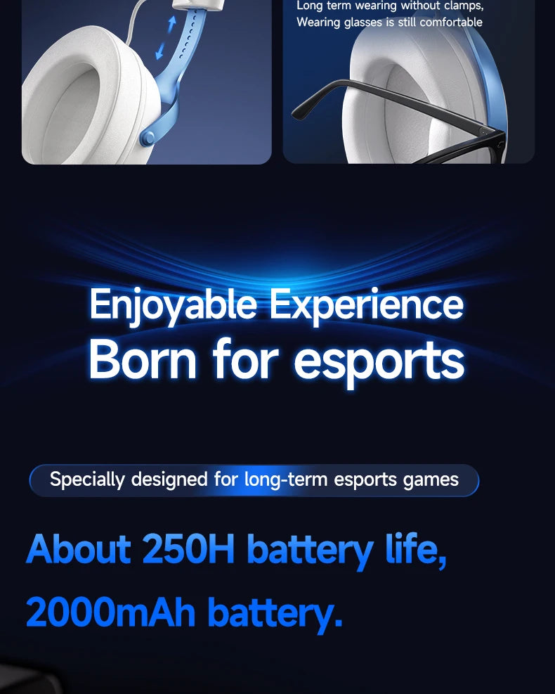 MCHOSE V9 pro E-Sports Headset with Microphone Tri-Mode Gaming USB Wireless 7.1 Channel Surround Sound Portable Audio Headphones - TechSmartX