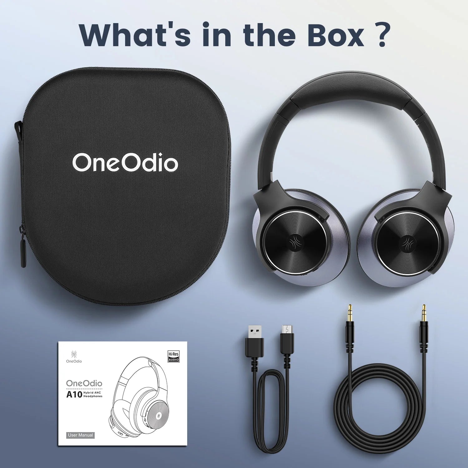 Oneodio A10 Bluetooth 5.4 Headphones Hybrid Active Noise Cancelling With Hi-Res Audio Over Ear Wireless Headset ANC With 5-Mic - TechSmartX