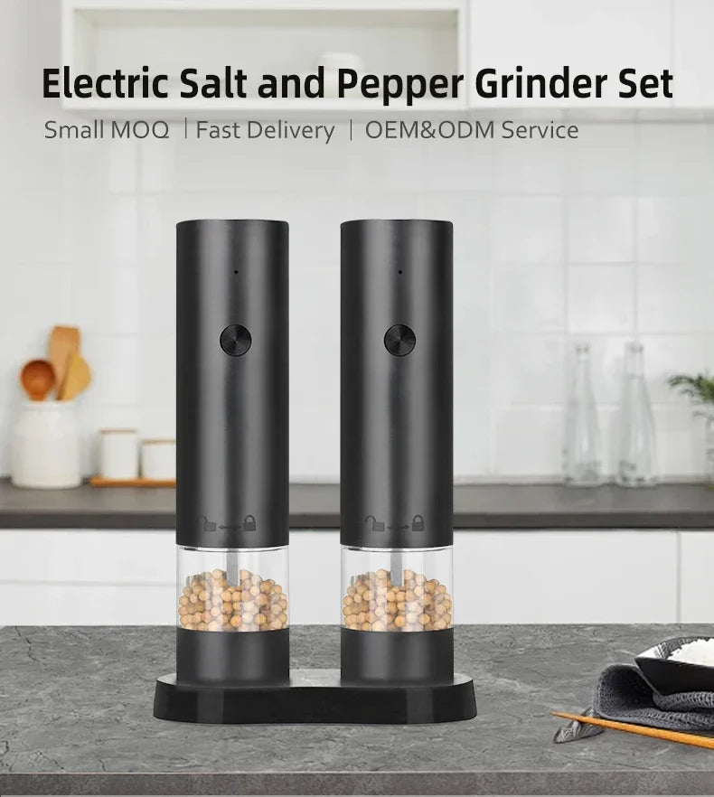 USB Rechargeable Electric Salt and Pepper Grinder Adjustable Coarseness Large Capacity Auto Spices Grinders Kitchen Cooking Tool - TechSmartX