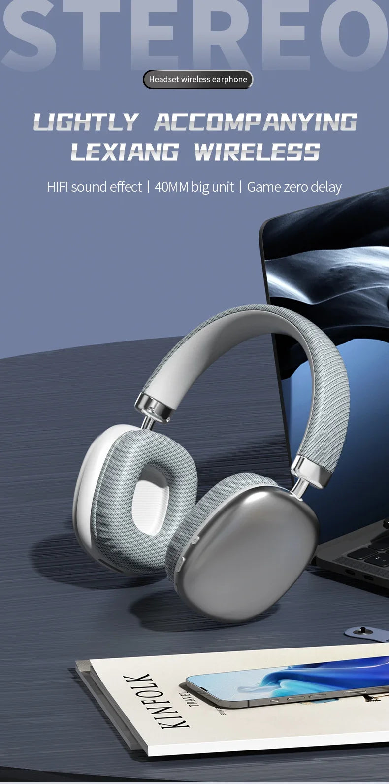 2025 NEW Air Max Bluetooth Earphone Over ear Wireless Headset stereo surround gaming Headphone For Apple Iphone Xiaomi Phone - TechSmartX