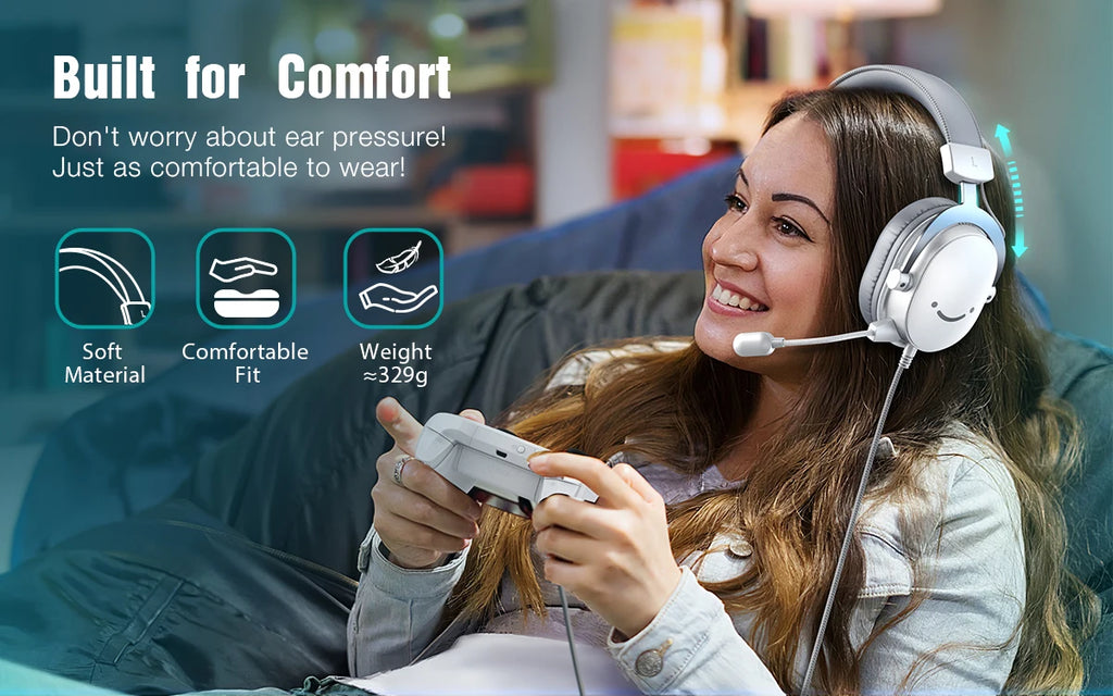 FIFINE USB Gaming Headset with 7.1 Surround Sound/3.5mm Jack/Microphone,Over-Ear Wired Headphone for PC PS4/5 Xbox Ampligame H9W - TechSmartX