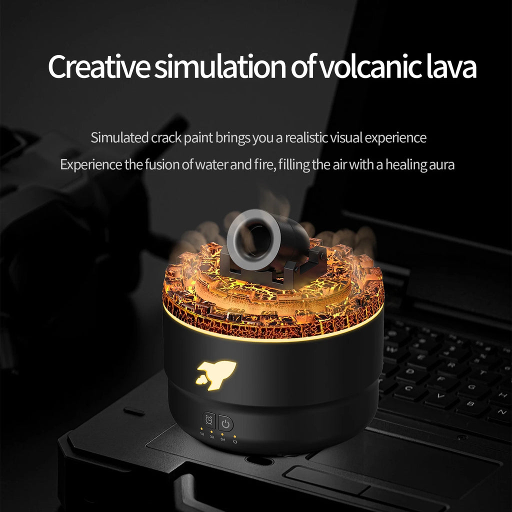 Creative Volcanic Crack Light Artillery Air Humidifier Aromatherapy Diffuser for Home Desktop Ring Spray Electric Aroma Diffuser - TechSmartX