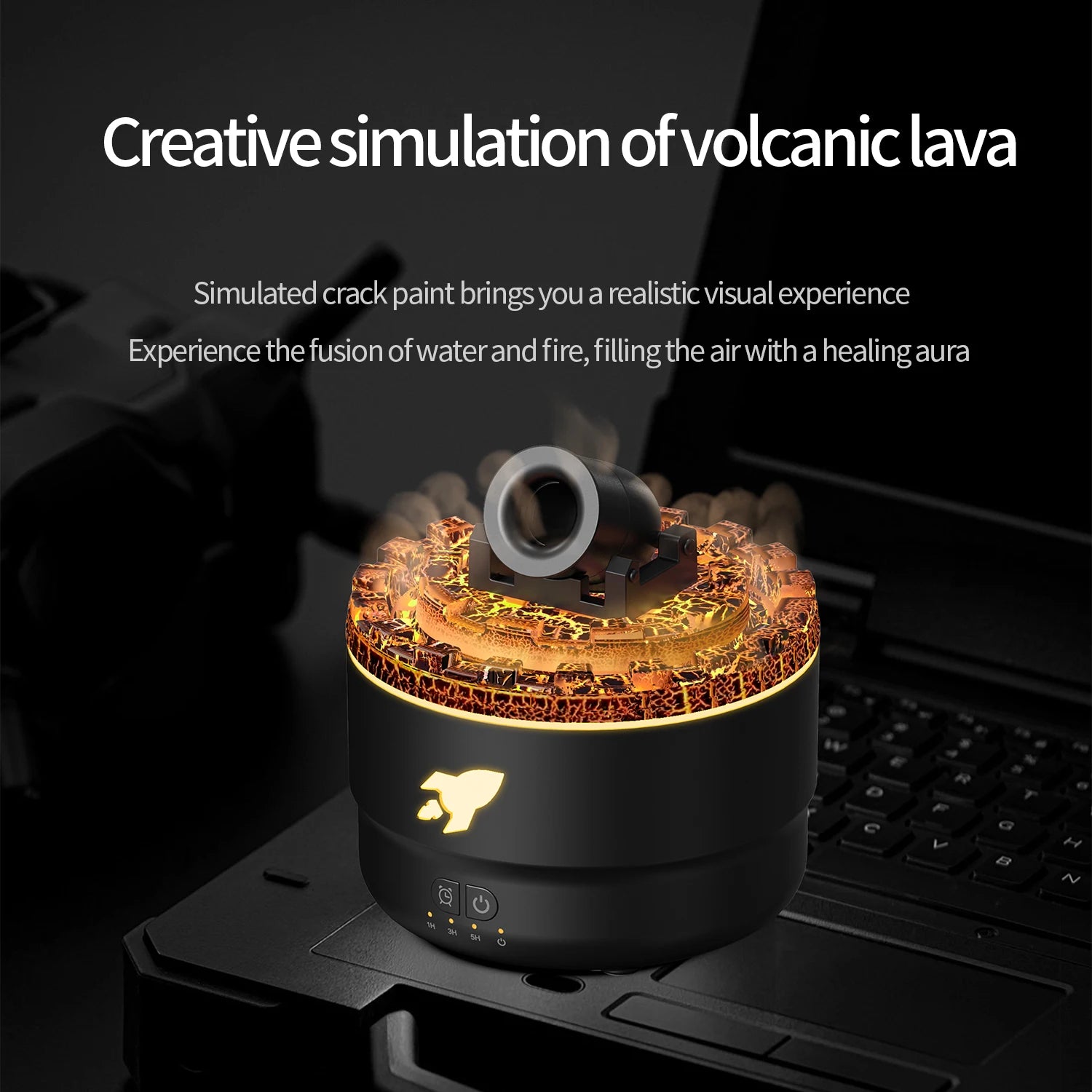 Creative Volcanic Crack Light Artillery Air Humidifier Aromatherapy Diffuser for Home Desktop Ring Spray Electric Aroma Diffuser - TechSmartX
