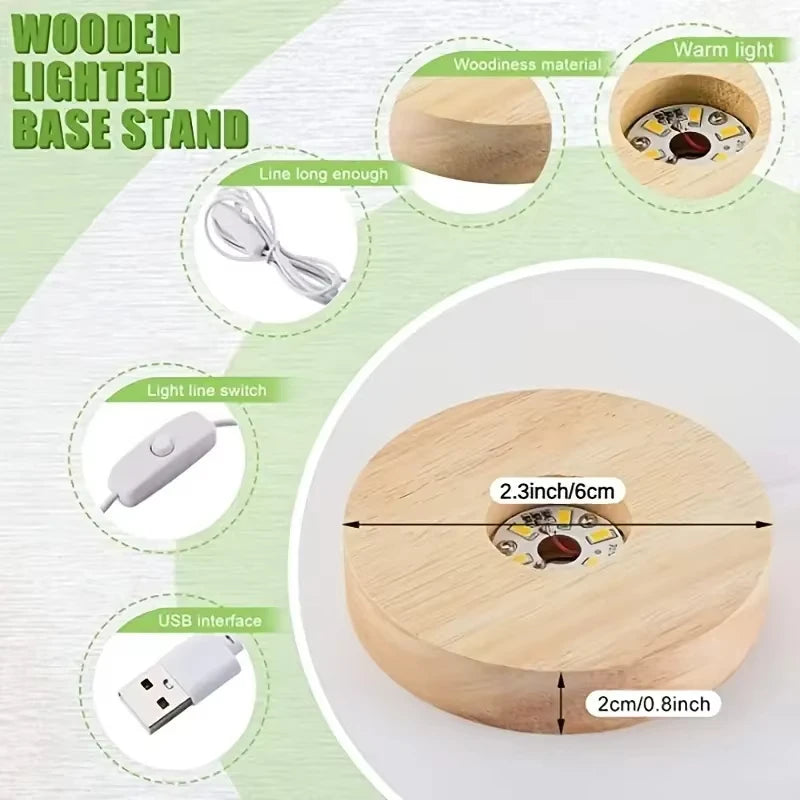 Wood Desktop Decorative Lights Light Base Night Light Wooden Led Usb Display Light Display Stand Lamp Holder Lamp Art Ornament - TechSmartX