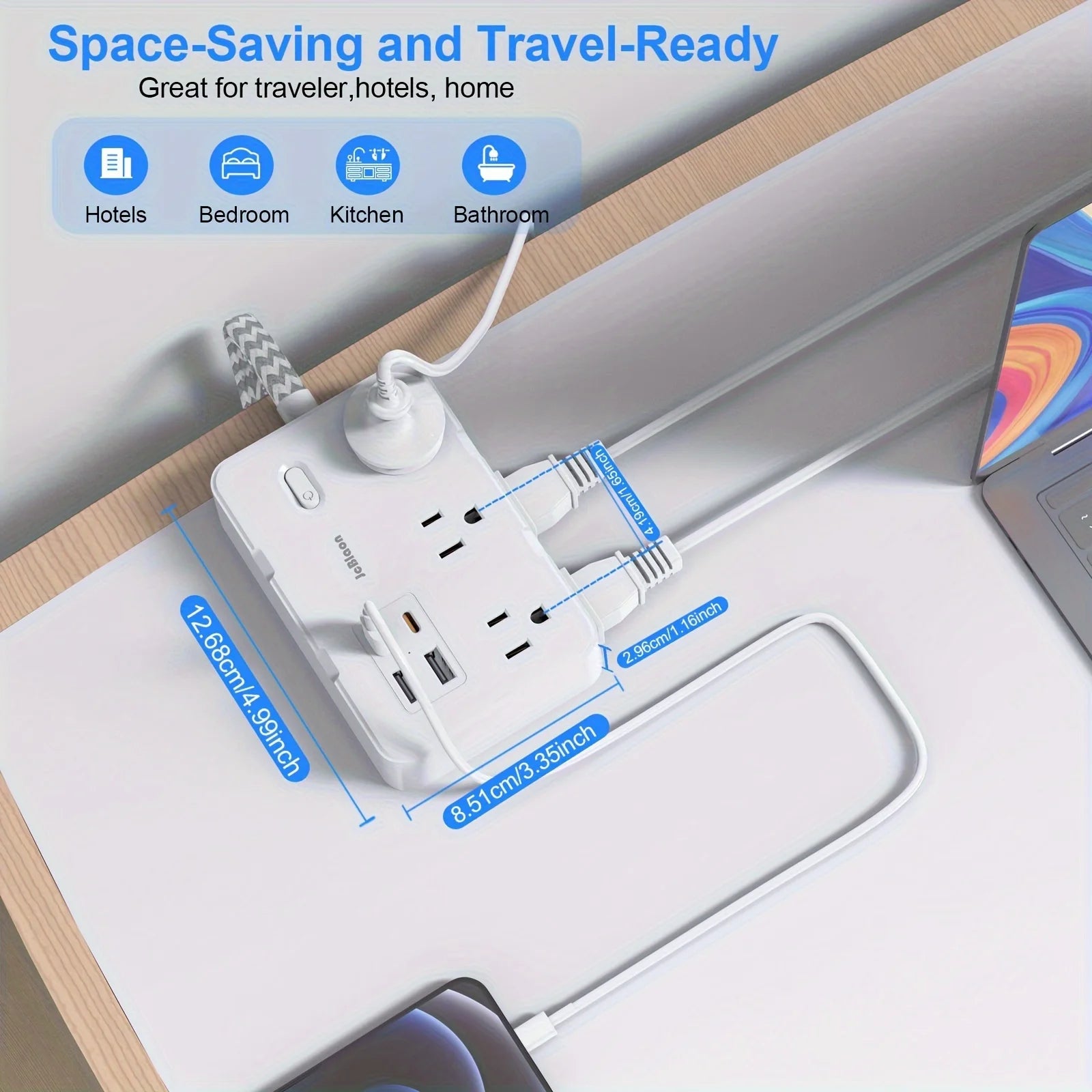 US Plug AC Outlet Multiprise Power Strip Braided Extension Cord Smart Home Electrical Socket Network Filter USB Type-C Charging - TechSmartX
