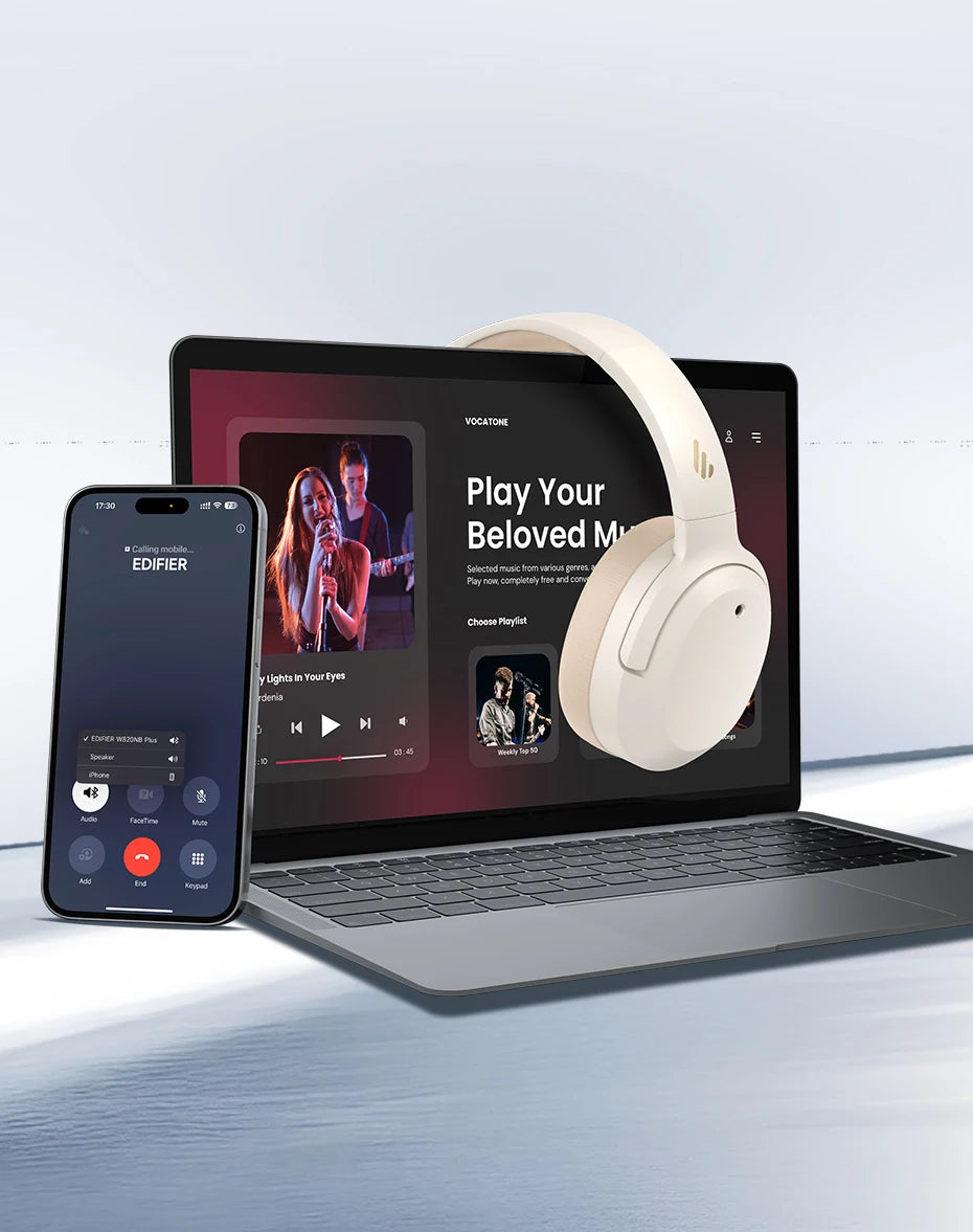 Edifier W820NB Plus(2025 Ver.) ANC Wireless Headphone Bluetooth 6.1 Over-ear Headset -49dB Noise Canelling Earphone Hi-Res Audio - TechSmartX