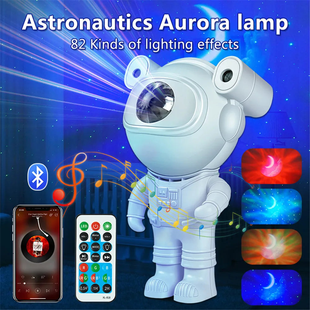 Astronaut Galaxy Starry Sky Projector Night Light Remote Control Rocket Nebula Projection Lamps For Bedroom Christmas Kids Gift - TechSmartX