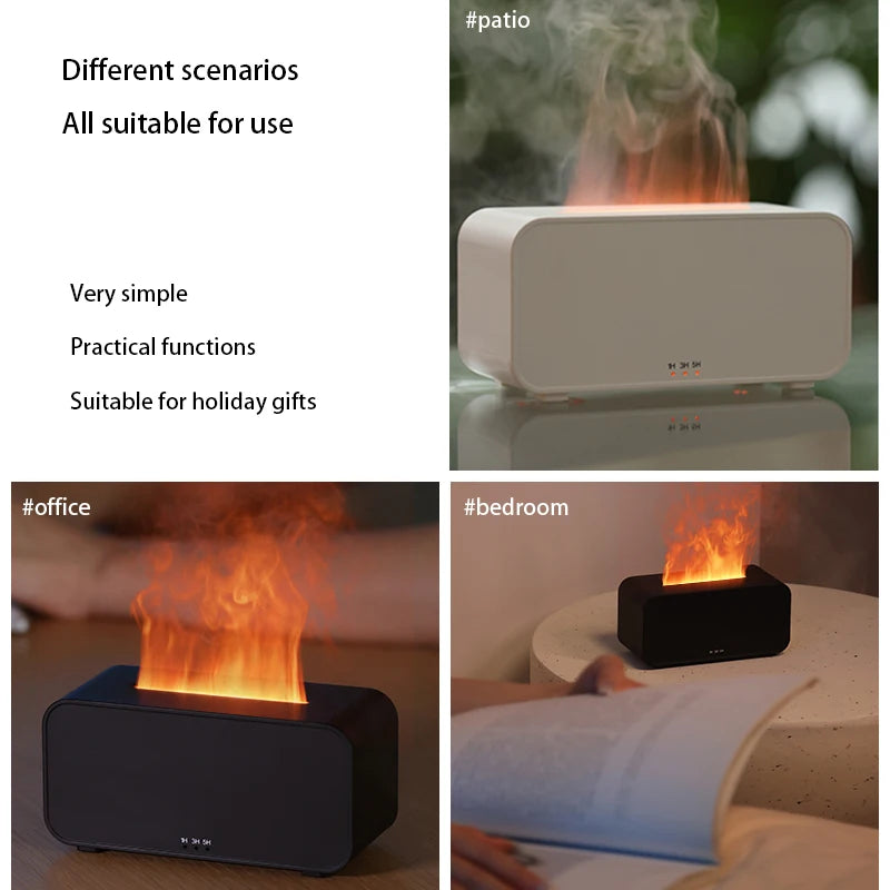 Flame Aroma Diffuser,Fragrance Essential Oil Diffuser Humidifier,with 3D Flame Night Light 120mL for Bedroom, Home and Office - TechSmartX