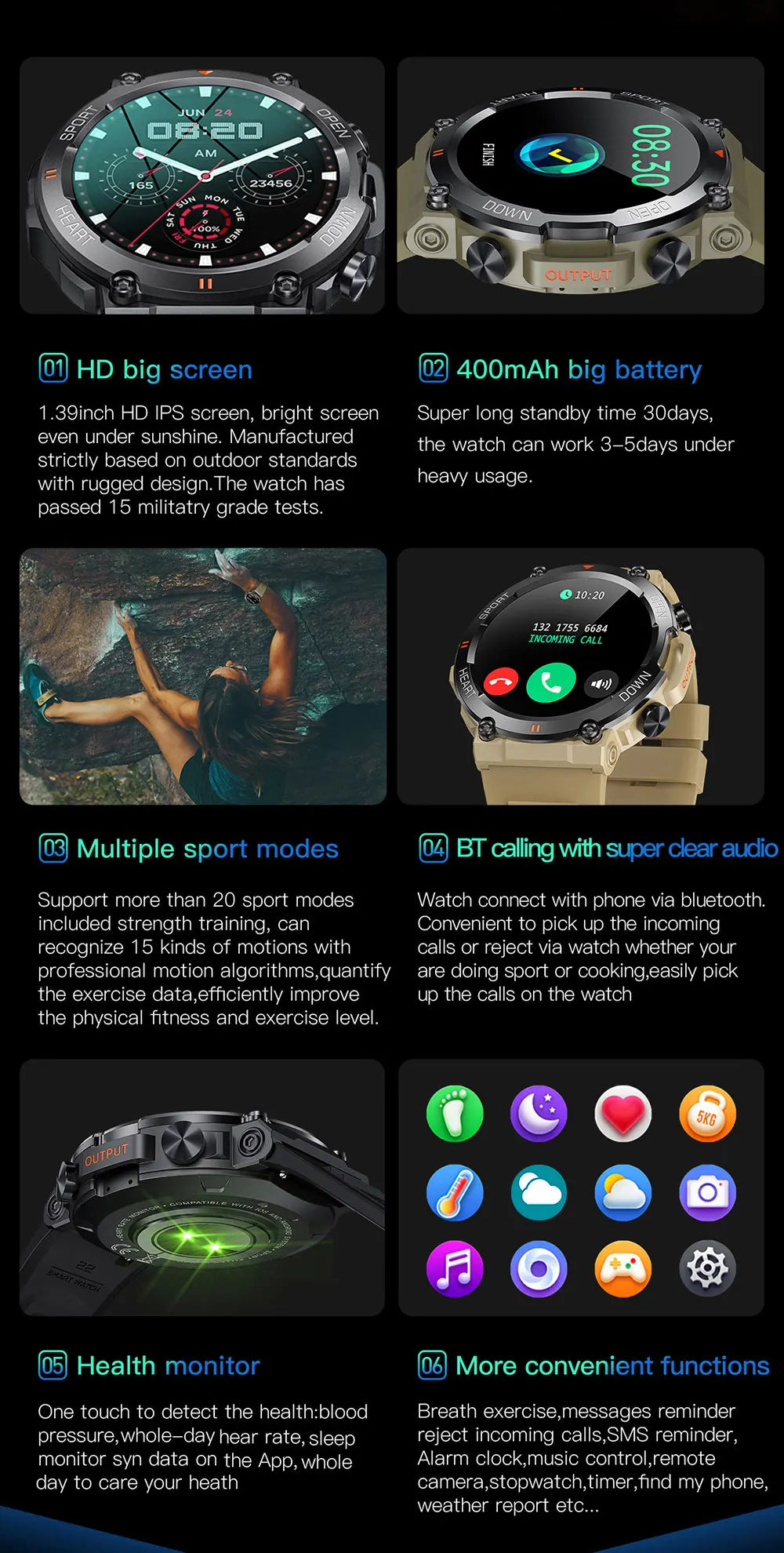 MEVADEN 1.39 inch HD Bluetooth Call Smart Watch Men Sports Fitness Tracker Heart Monitor 400mAh Smartwatch For Android IOS MD56 - TechSmartX