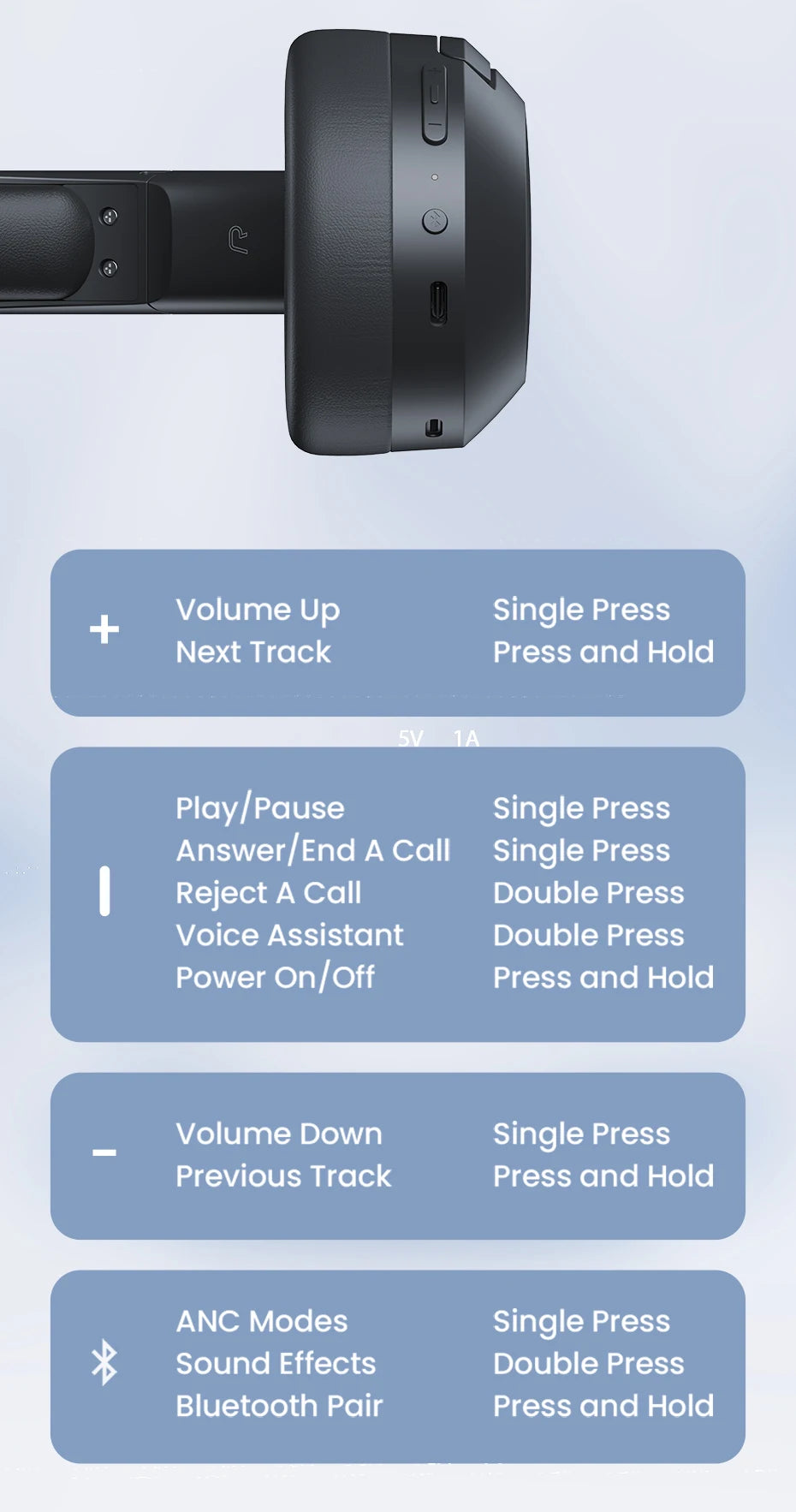 Edifier W820NB Plus(2025 Ver.) ANC Wireless Headphone Bluetooth 6.1 Over-ear Headset -49dB Noise Canelling Earphone Hi-Res Audio - TechSmartX