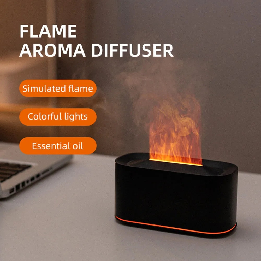 Aromatherapy Diffuser with Flame Effect, Essential Oil Diffuser and Cool Mist Humidifier, Silent Humidifier for Home and Bedroom - TechSmartX