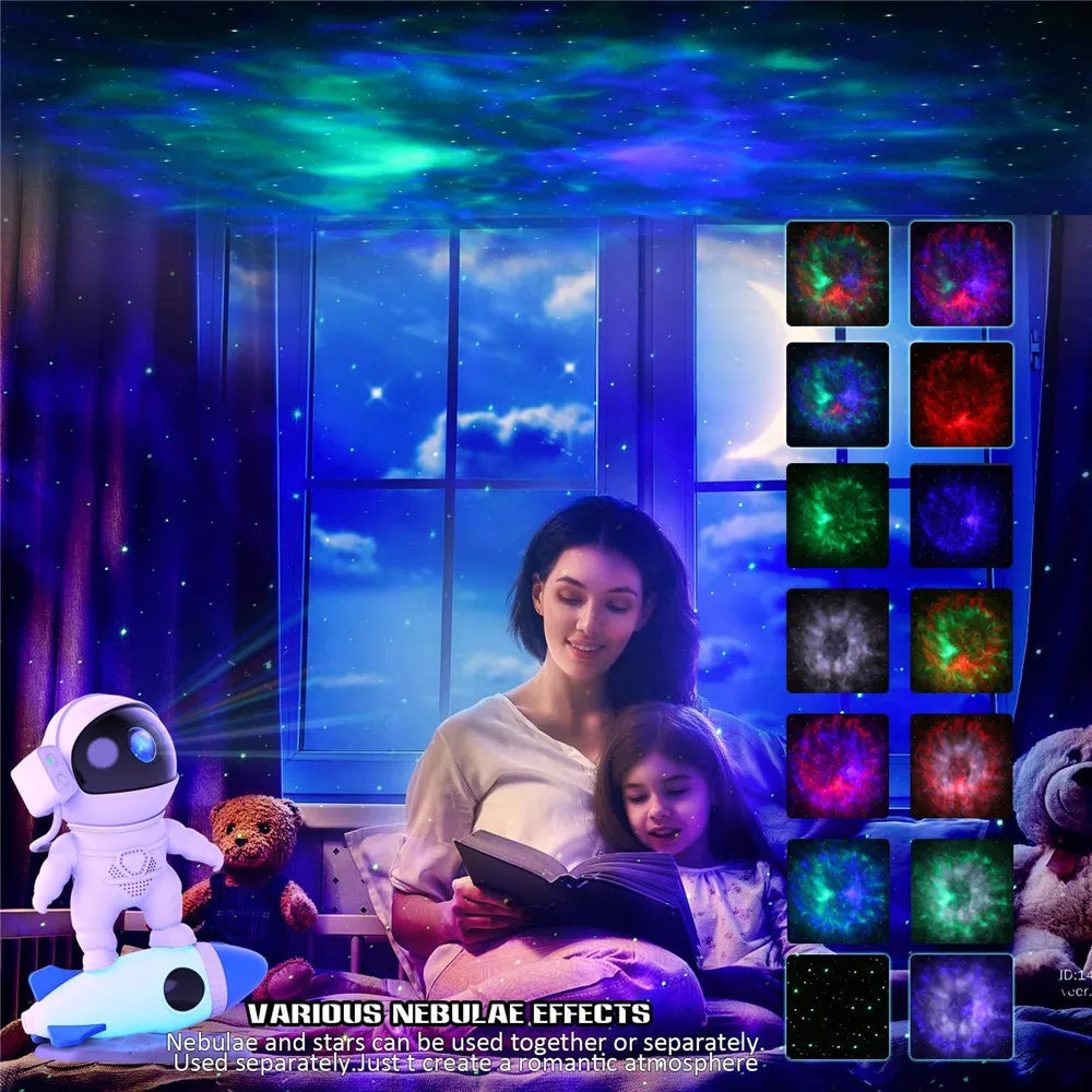 Astronaut Galaxy Starry Sky Projector Night Light Remote Control Rocket Nebula Projection Lamps For Bedroom Christmas Kids Gift - TechSmartX