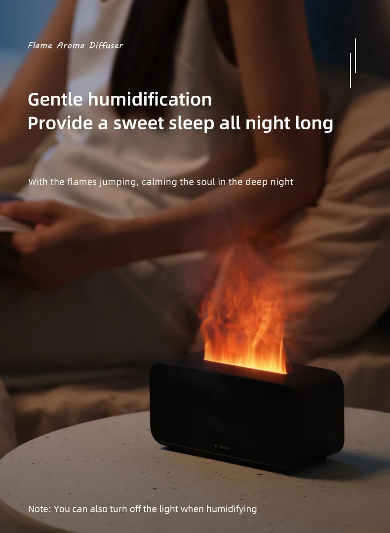 Flame Aroma Diffuser,Fragrance Essential Oil Diffuser Humidifier,with 3D Flame Night Light 120mL for Bedroom, Home and Office - TechSmartX