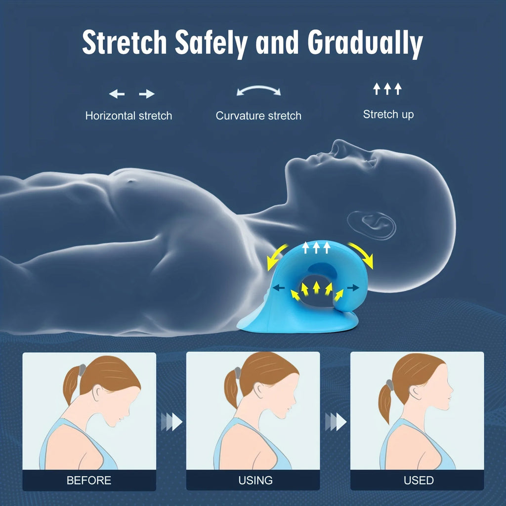 Eva Neck And Shoulder Relaxer, C-Shape Cervical Traction Device, Relax Spine Alignment, Chiropractic Pillow Stretcher Massager - TechSmartX