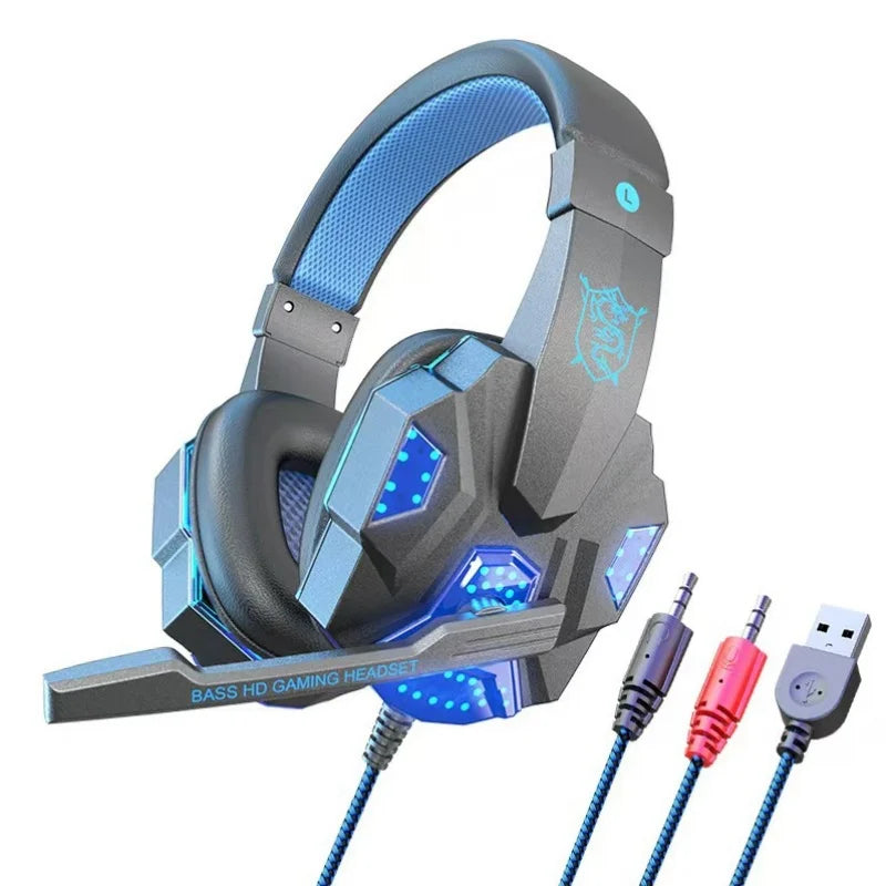 RGB Gaming Headset with Microphone Over-Ear Wired Headphones Drivers Lightweight for PC PS5 Xbox Switch - TechSmartX