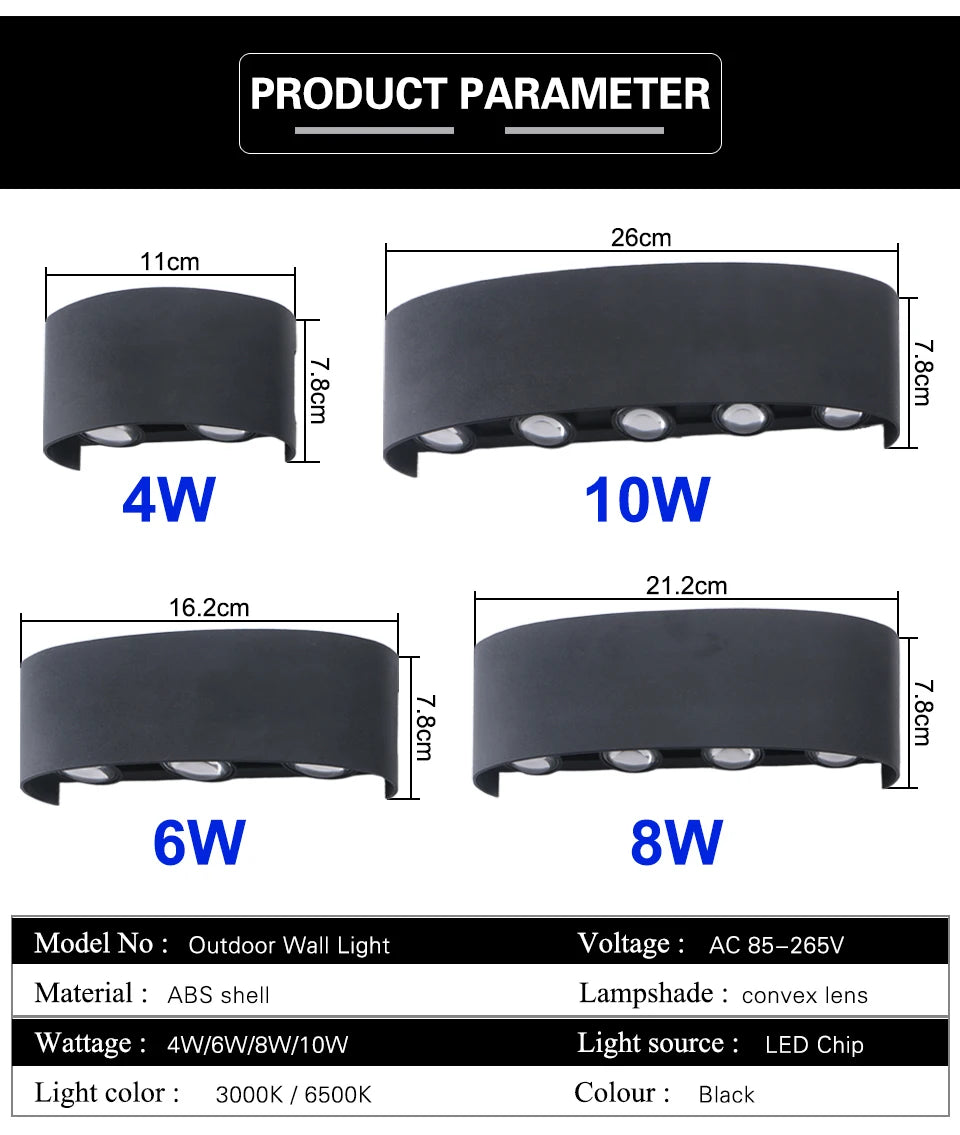 Up Down LED Wall Lamp Waterproof Modern Wall Light for Bedroom Living Room Corridor Balcony Indoor Outdoor Home Decor Lighting - TechSmartX