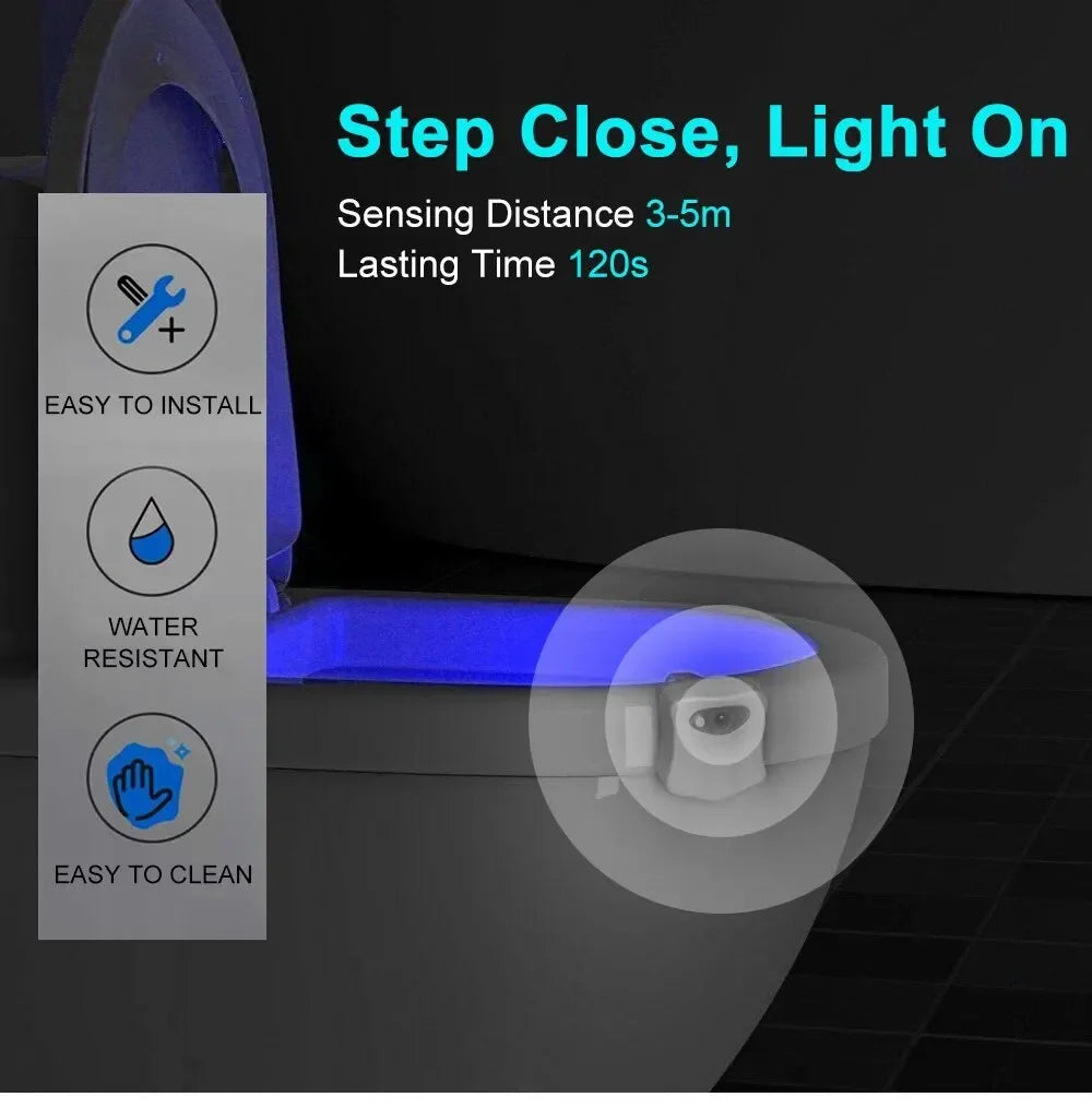 Motion Sensor Light Wireless LED Night Light RGB 8colors Lamp Toilet Bathroom Atmosphere Light Colorful Sensor LED Night Lights - TechSmartX