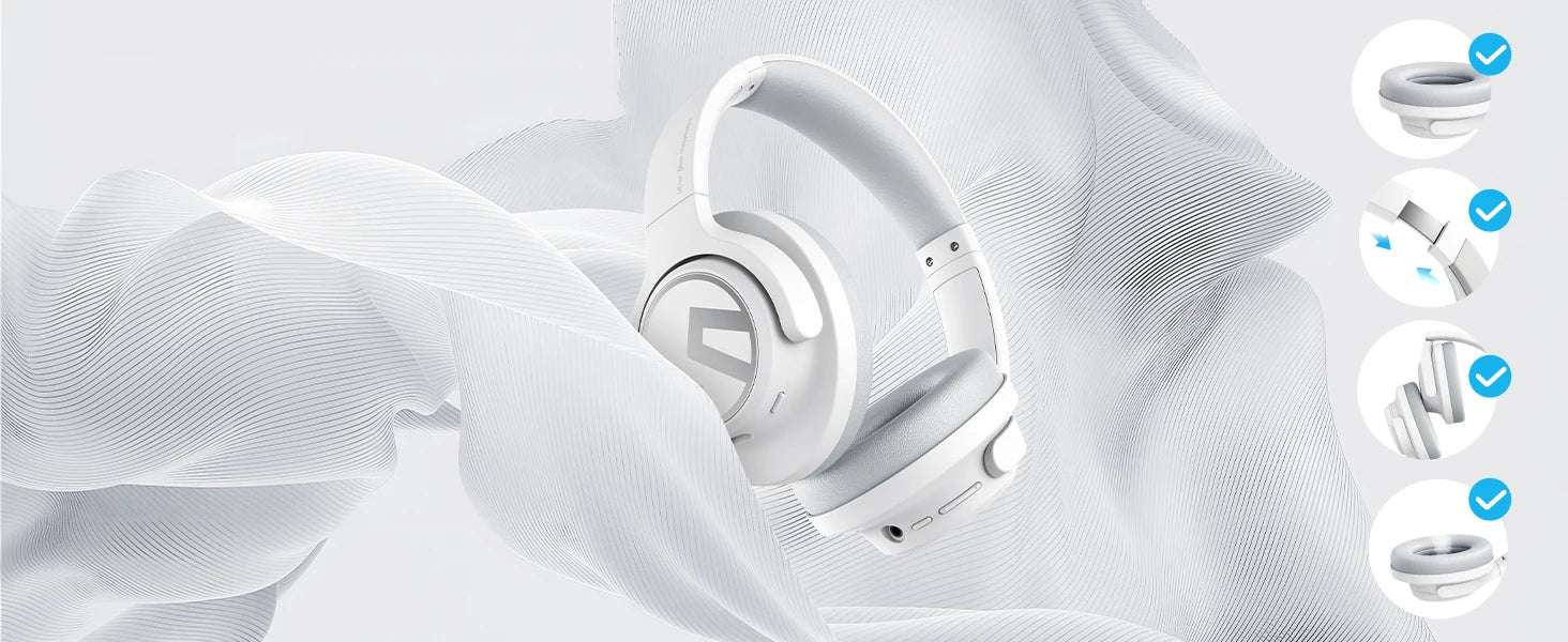 SoundPEATS Space Headphones Bluetooth 5.3 Hybrid Active Noise Cancelling Wireless Headphone,123H Play,Mic,Multipoint Connection - TechSmartX