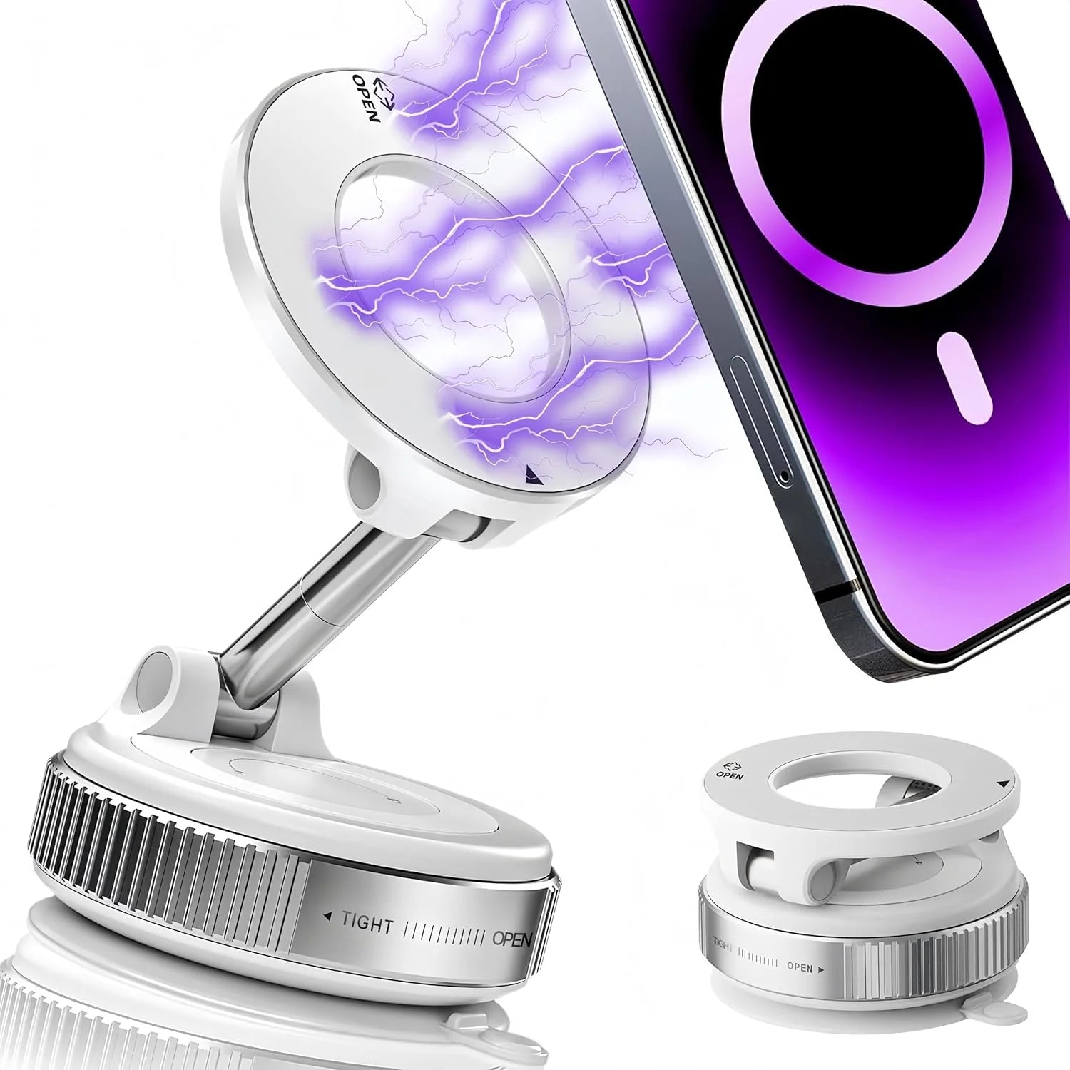 Vacuum magnetic phone holder, Magsafe suction cup phone holder, 360 ° adjustable magnetic phone holder, pocket sized foldable - TechSmartX