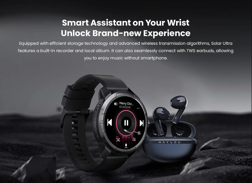 HAYLOU Solar Ultra GPS Smartwatch 1.6” AMOLED Display 5ATM Waterproof Built-in GPS Bluetooth Phone Calls Sports Smart Watch - TechSmartX