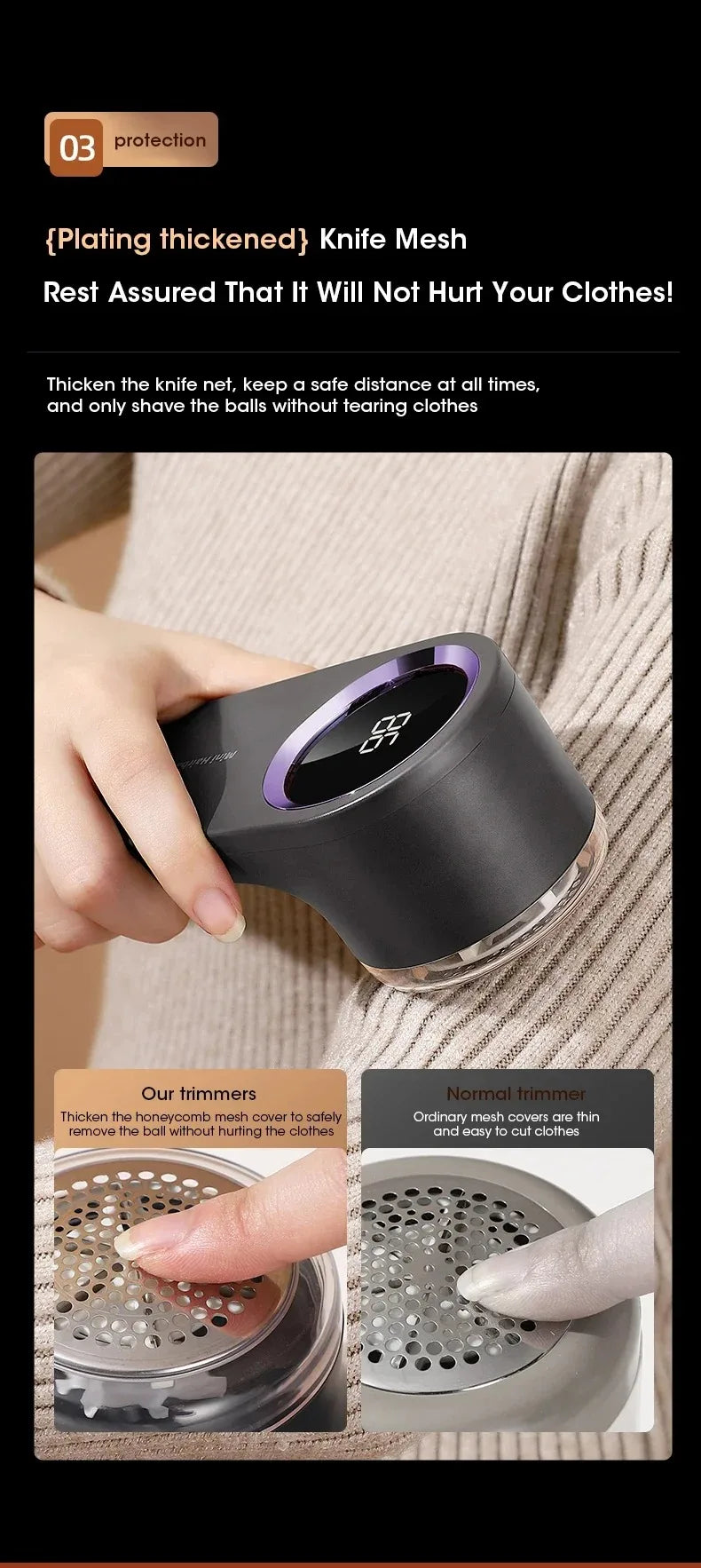 Lint Remover for Clothing LED Digital Electric Pellet Fluff Remover USB Rechargeable Fuzz Fabric Shaver Sweater Dropshipping - TechSmartX