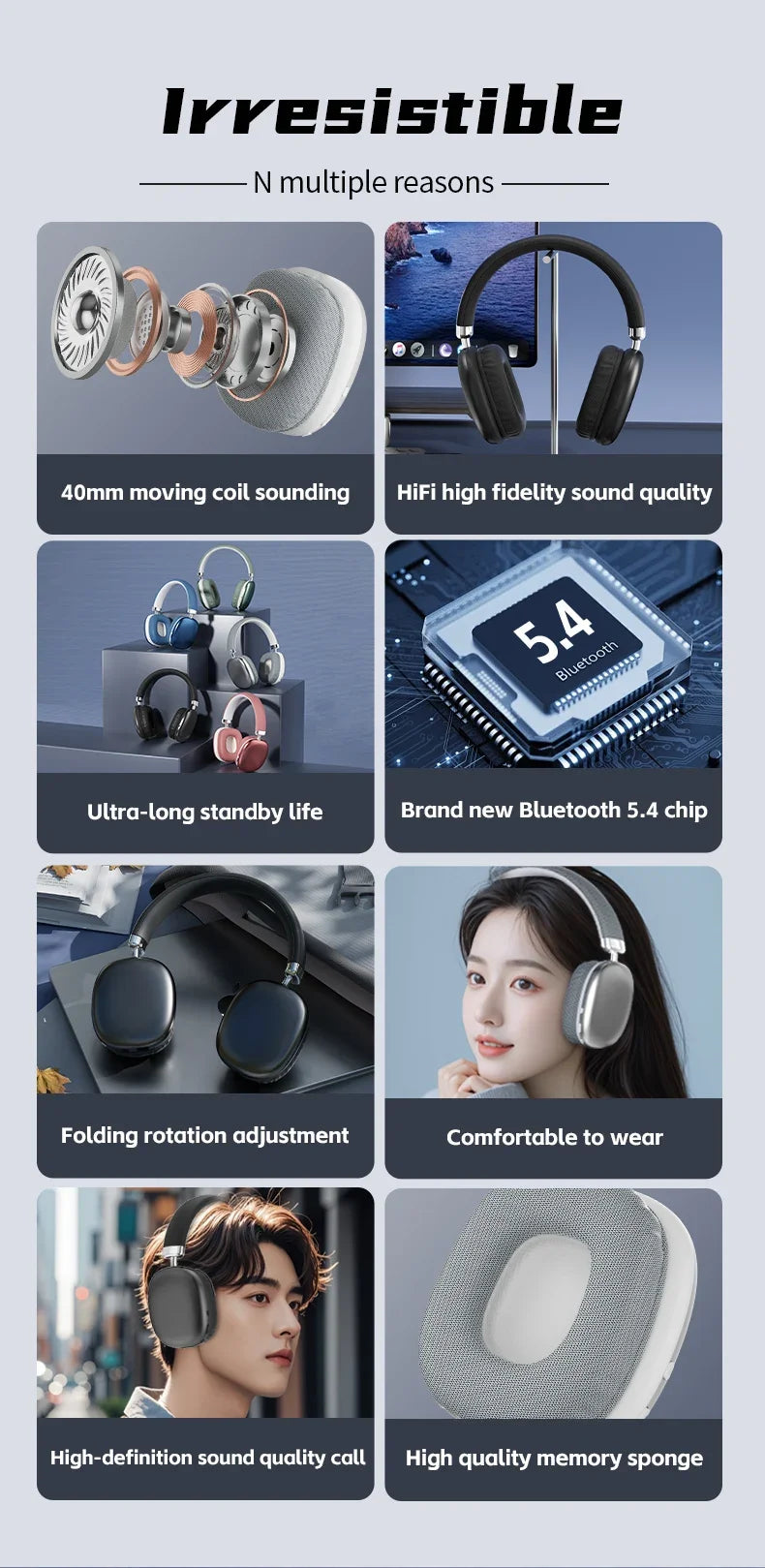 2025 NEW Air Max Bluetooth Earphone Over ear Wireless Headset stereo surround gaming Headphone For Apple Iphone Xiaomi Phone - TechSmartX