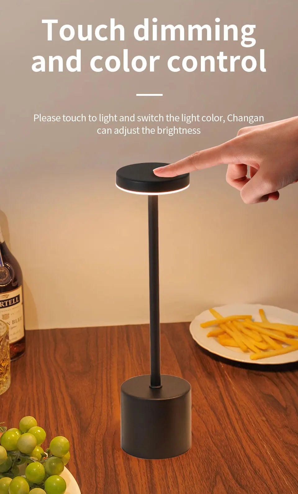 Classic Table Lamp USB Rechargeable Night Light Stepless Dimming Touch Desk Lamp 3 Colors Bedside Lamp Bar Hotel Decoration - TechSmartX