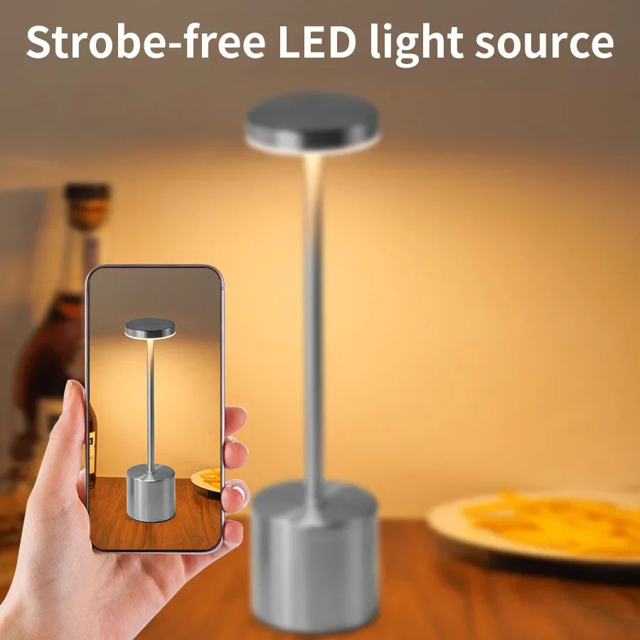 Classic Table Lamp USB Rechargeable Night Light Stepless Dimming Touch Desk Lamp 3 Colors Bedside Lamp Bar Hotel Decoration - TechSmartX