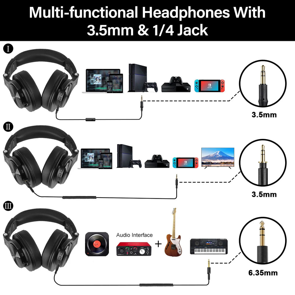 Oneodio A70 Fusion Wired + Wireless Bluetooth 5.2 Headphones For Phone With Mic Over Ear Studio DJ Headphone Recording Headset - TechSmartX