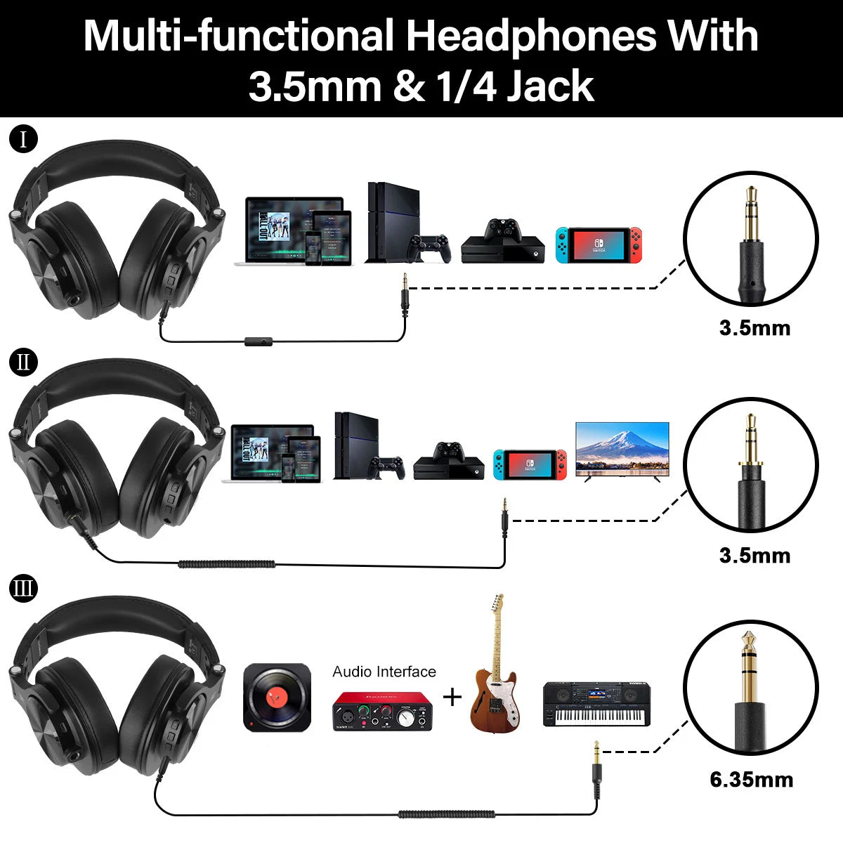 Oneodio A70 Fusion Wired + Wireless Bluetooth 5.2 Headphones For Phone With Mic Over Ear Studio DJ Headphone Recording Headset - TechSmartX