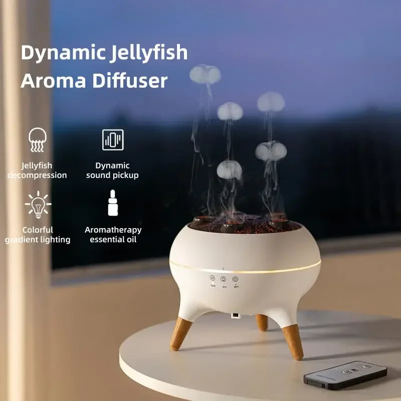 Dynamic Jellyfish Air Humidifier 250ml Essential Oil Diffuser Remote Control Bedroom Humidifier With 7 Colorful Night Lights - TechSmartX