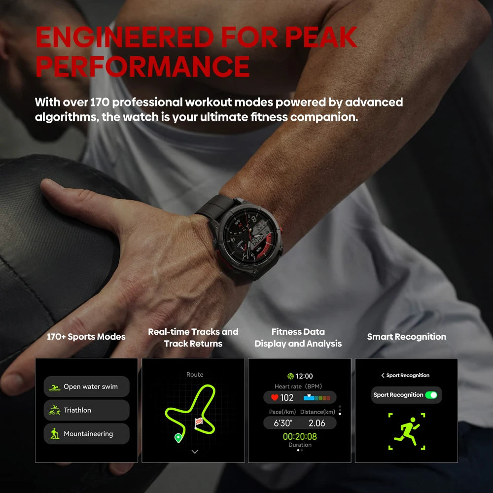 New Ciberer Vertix Stratos 4 GPS Smart Watch 1.43''AMOLED Display Built-in Compass Flashlight 170+ Sports Modes 5 ATM Smartwatch - TechSmartX