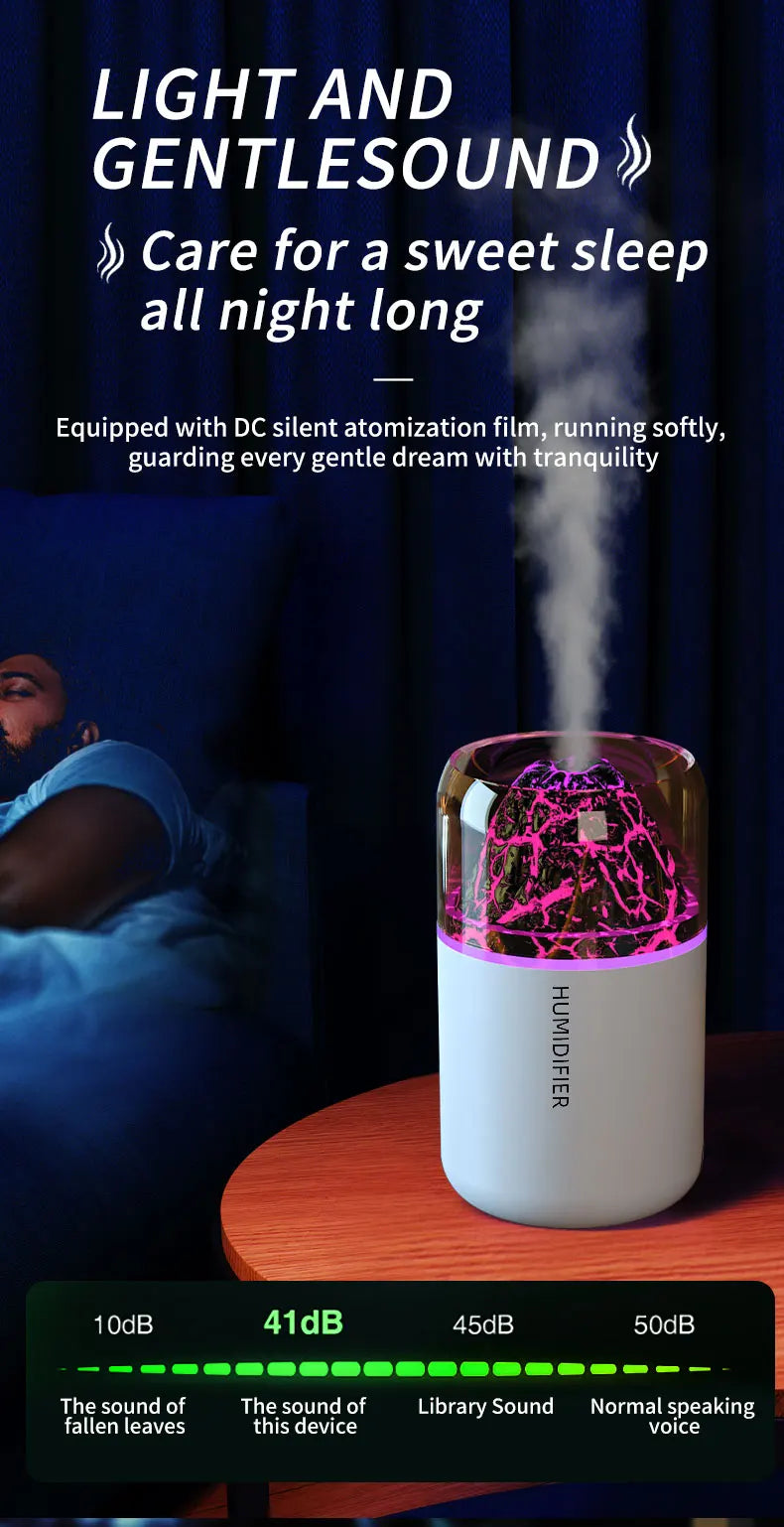 The simulated volcanic color lamp humidifier USB aromatherapy diffuser is suitable for use in cars, homes, bedrooms, as a gift, - TechSmartX