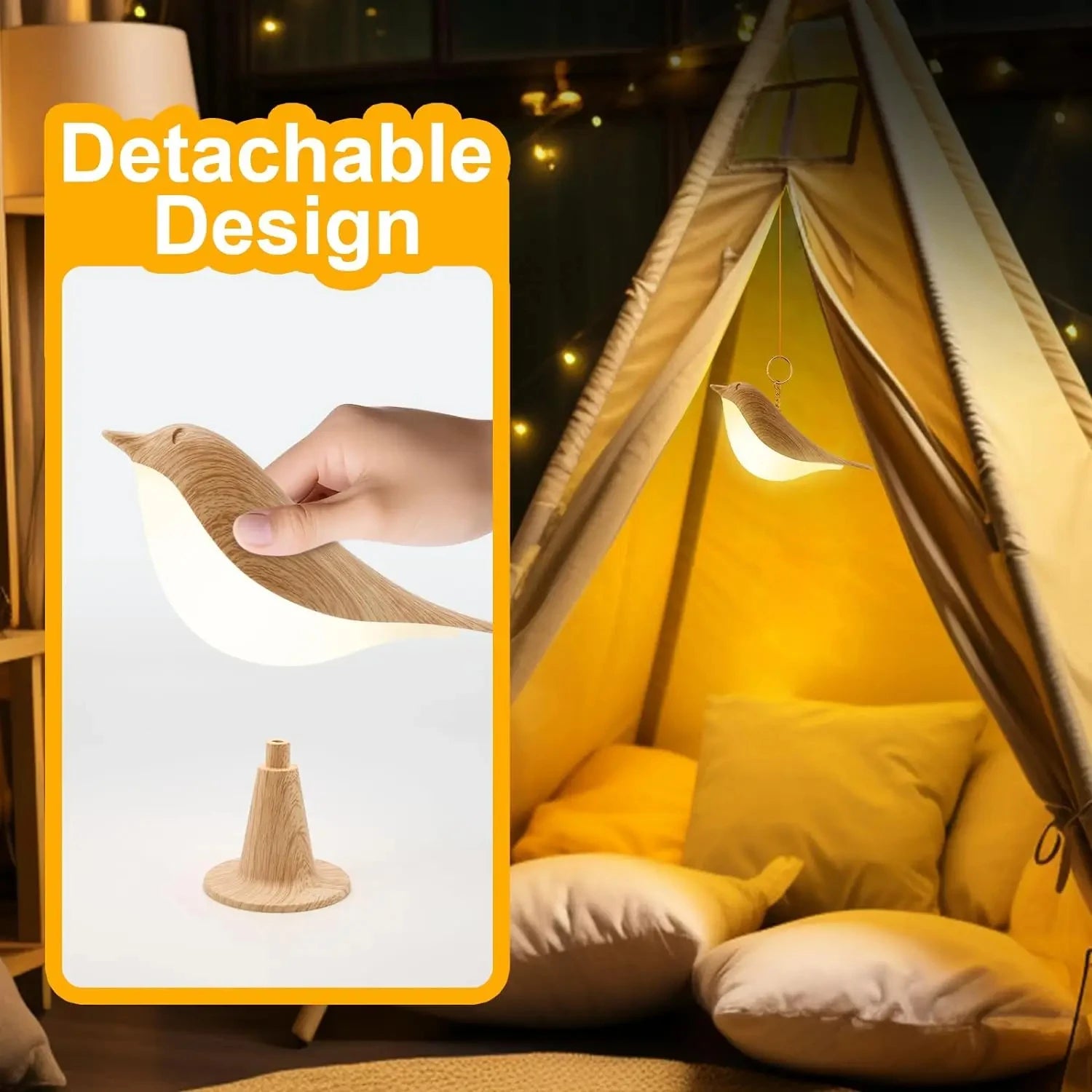 Small Desk Lamp, Bird Lamp Bedside Lamps with 3 Color Temperature and Touch Sensor,Cordless Lamp Kids Night Light - TechSmartX