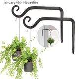 Wall Hanging Basket Iron Flower Pot Plant Support Hanger Hook Indoor Outdoor Home Garden Hanging Lantern Decoration - TechSmartX