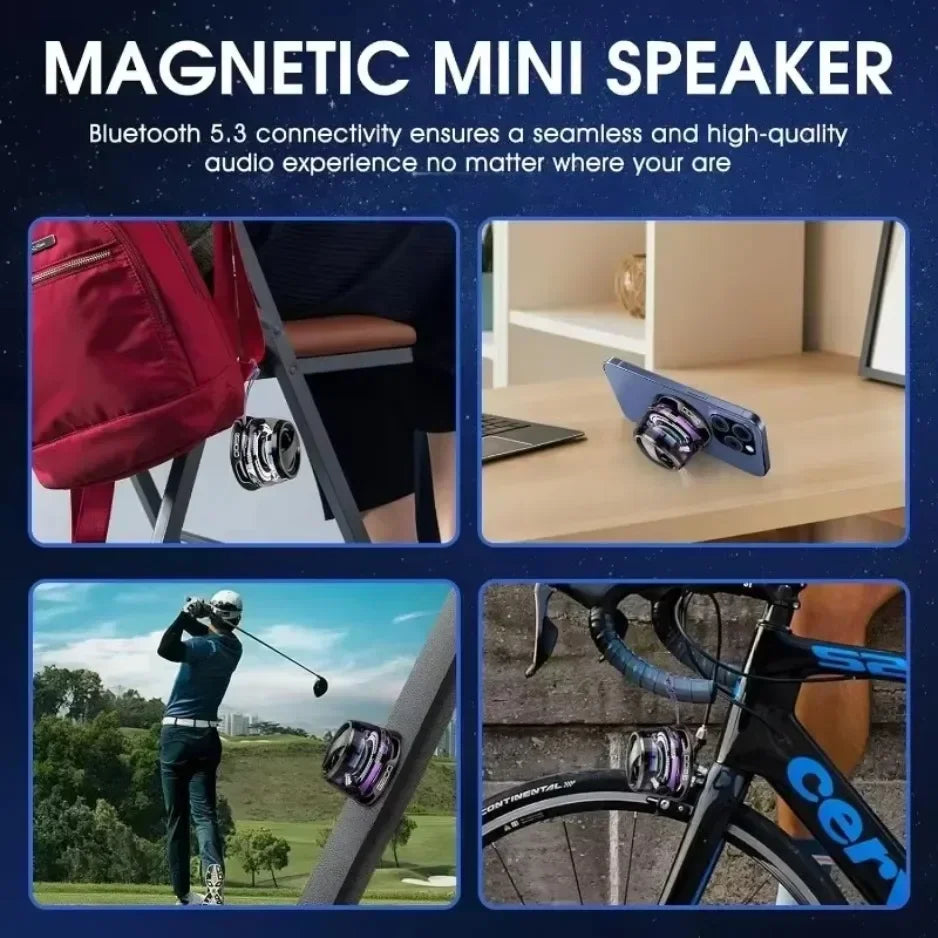 Mini Bluetooth Speaker Portable Phone Holder RGB Lighting Magnetic Speaker BT5.3 Mini Sound Box 7 Hours Playback Easy to carry - TechSmartX