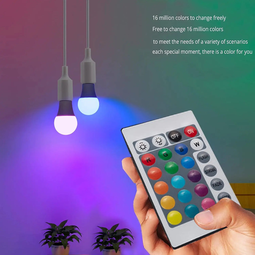 LED RGB Light Bulb AC 220V 230V E27 Bombillas LED  IR Remote Control Changeable Colorful RGBW Led Lamp Spotlight Bulb - TechSmartX