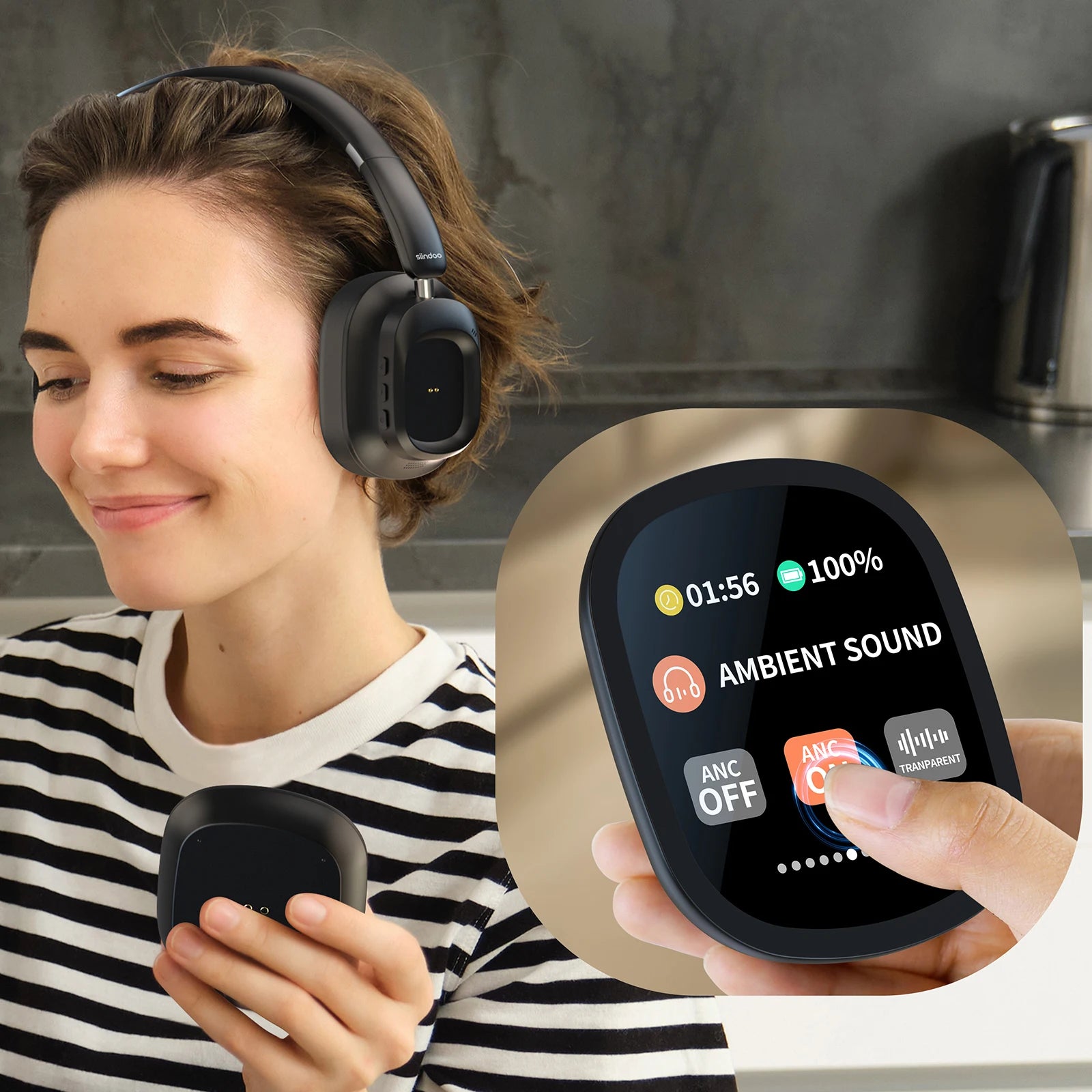 Siindoo NEWEST ANC930Plus Hybrid ANC Wireless Headphone, With Multi Magnetic Touch Control LED Screen AND APP Download 1GB MP3 - TechSmartX