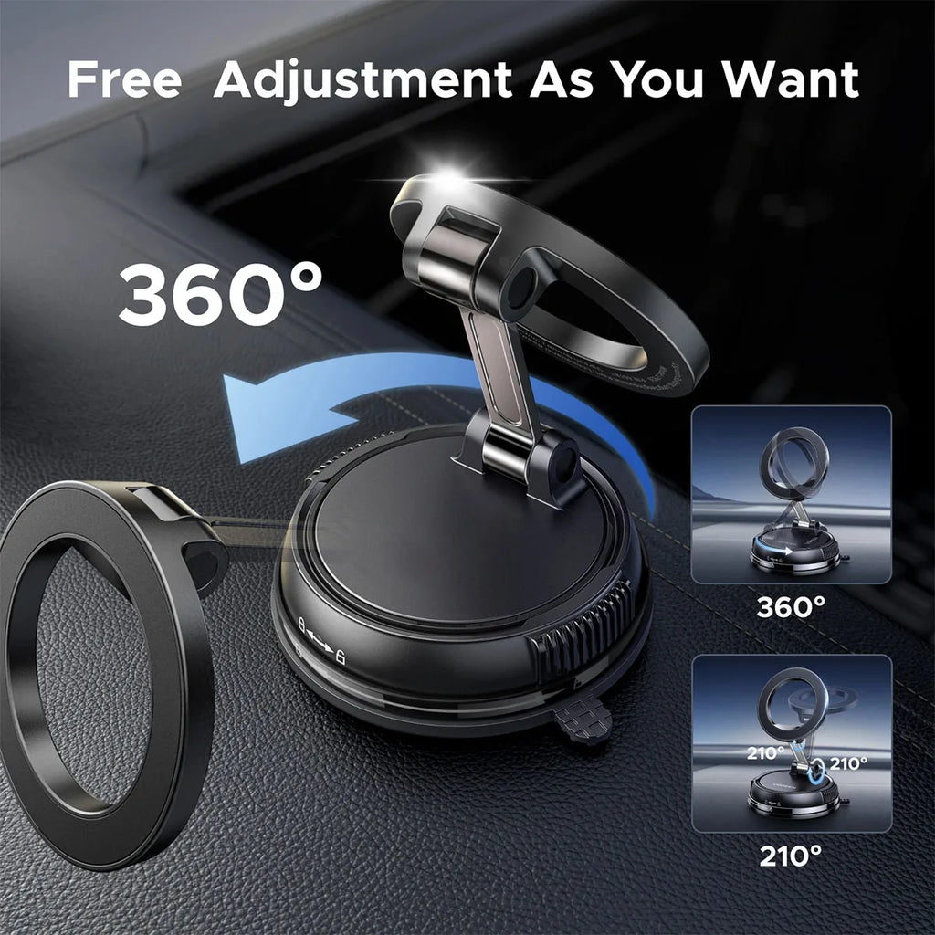 Vacuum magnetic phone holder, Magsafe suction cup phone holder, 360 ° adjustable magnetic phone holder, pocket sized foldable - TechSmartX